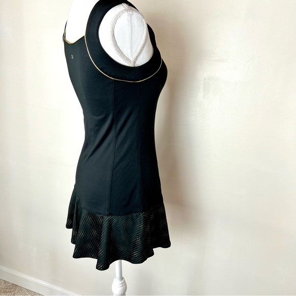 TAIL Activewear Black and Gold Ruffled Hem Dress Sz Women’s Extra Small - Picture 7 of 10